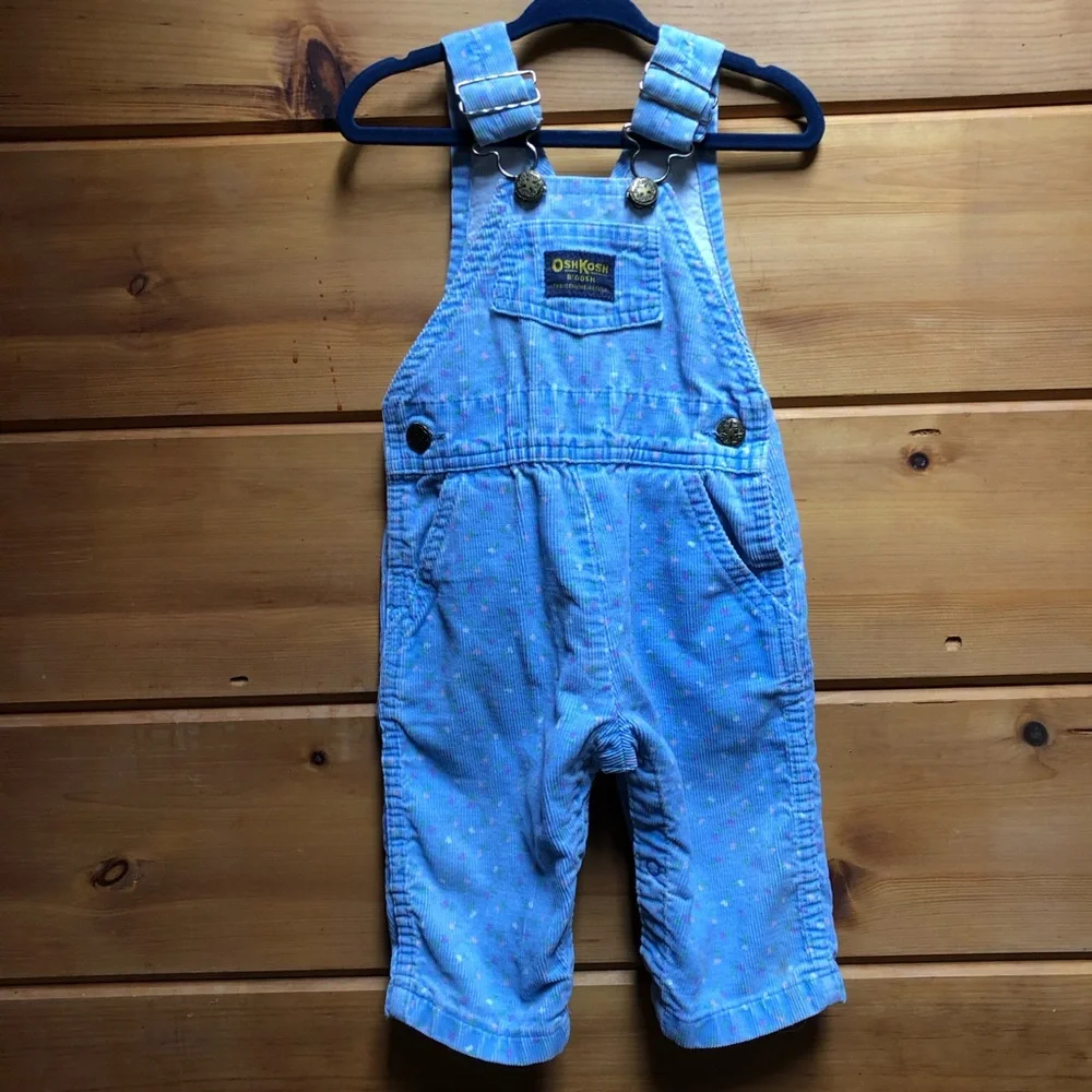 Vintage Oshkosh overall corduroy floral blue 12 months